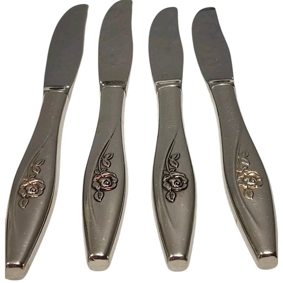 Oneida Other - Oneida LASTING ROSE Set of 4 Dinner Knives Oneidacraft Stainless Flatware